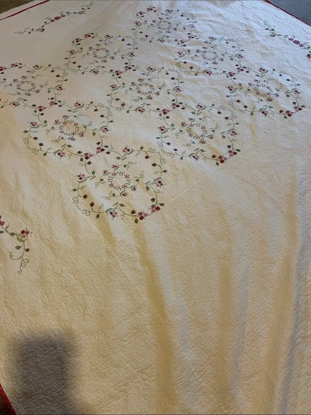 Martha Stewart Collection Quilted embroidered King Queen Comforter Cream Rose